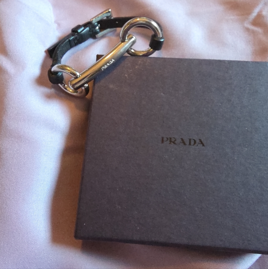 Prada Saffiano Leather Symbole Wrap Bracelet